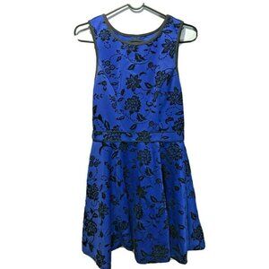 City Studio Cut Out Back‎ Blue Black Floral Fit & Flare Sleeveless Dress Size 5